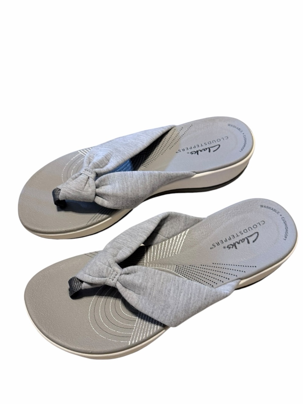🌼🌟NIB Clarks Cloudsteppers Gray Knotted Thong Sandals - Picture 5 of 12
